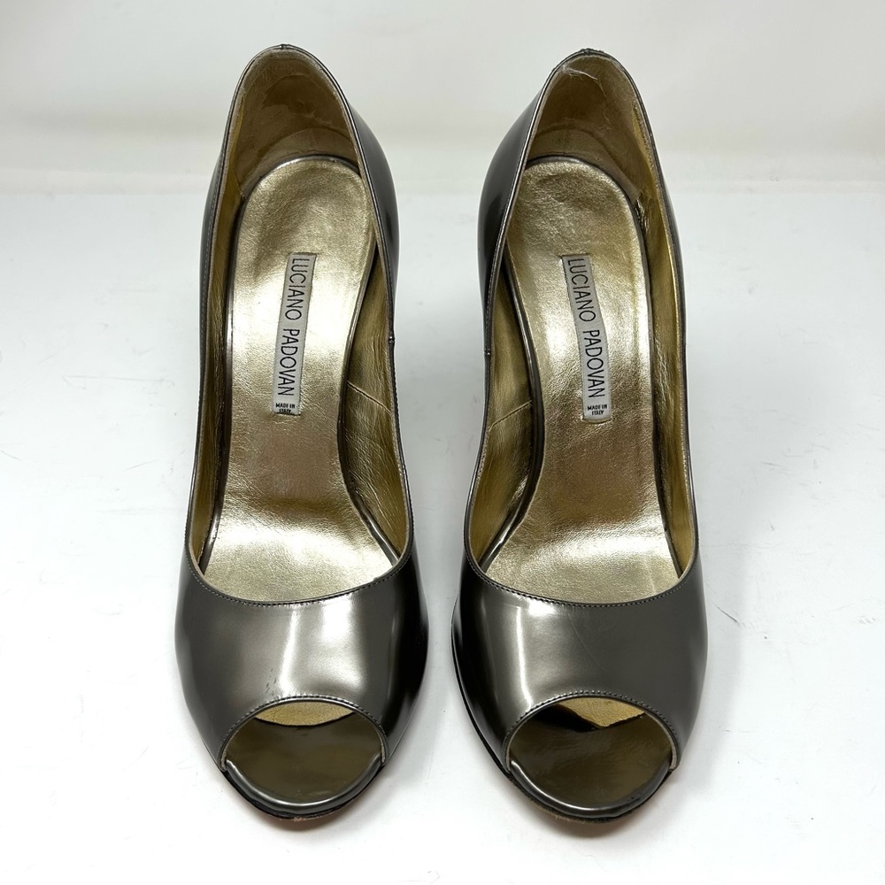LUCIANO PADOVAN bronze peep toe heels, made in Italy, size 40